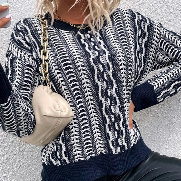 Rib-Knit Crew Neck Sweater For Women's. - Picture 8 of 9